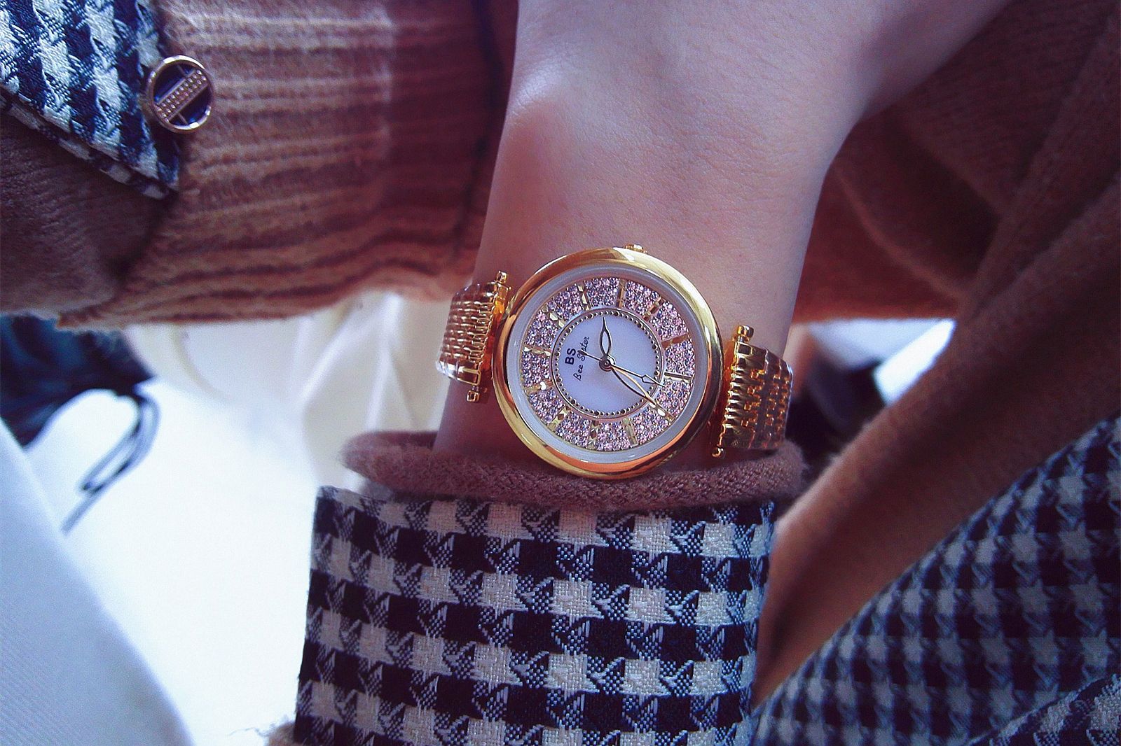 BS New Arrival Hot Sale Watch Factory Direct Sales Foreign Trade Linked List Customization Women's Watch Full of Diamonds One Piece Dropshipping Fa1547