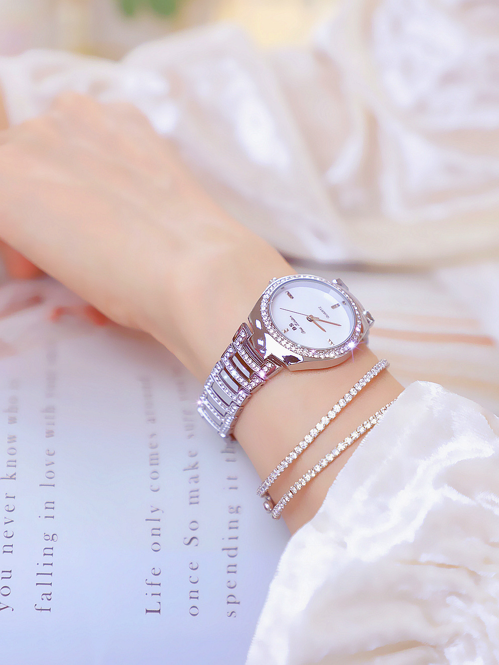 BS New Arrival Hot Sale Watch Factory Direct Sales Foreign Trade Linked List Customization Women's Watch Full of Diamonds One Piece Dropshipping Fa1641