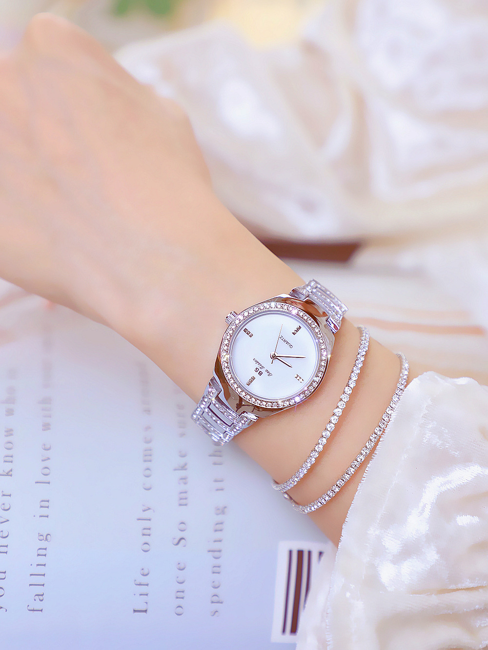 BS New Arrival Hot Sale Watch Factory Direct Sales Foreign Trade Linked List Customization Women's Watch Full of Diamonds One Piece Dropshipping Fa1641