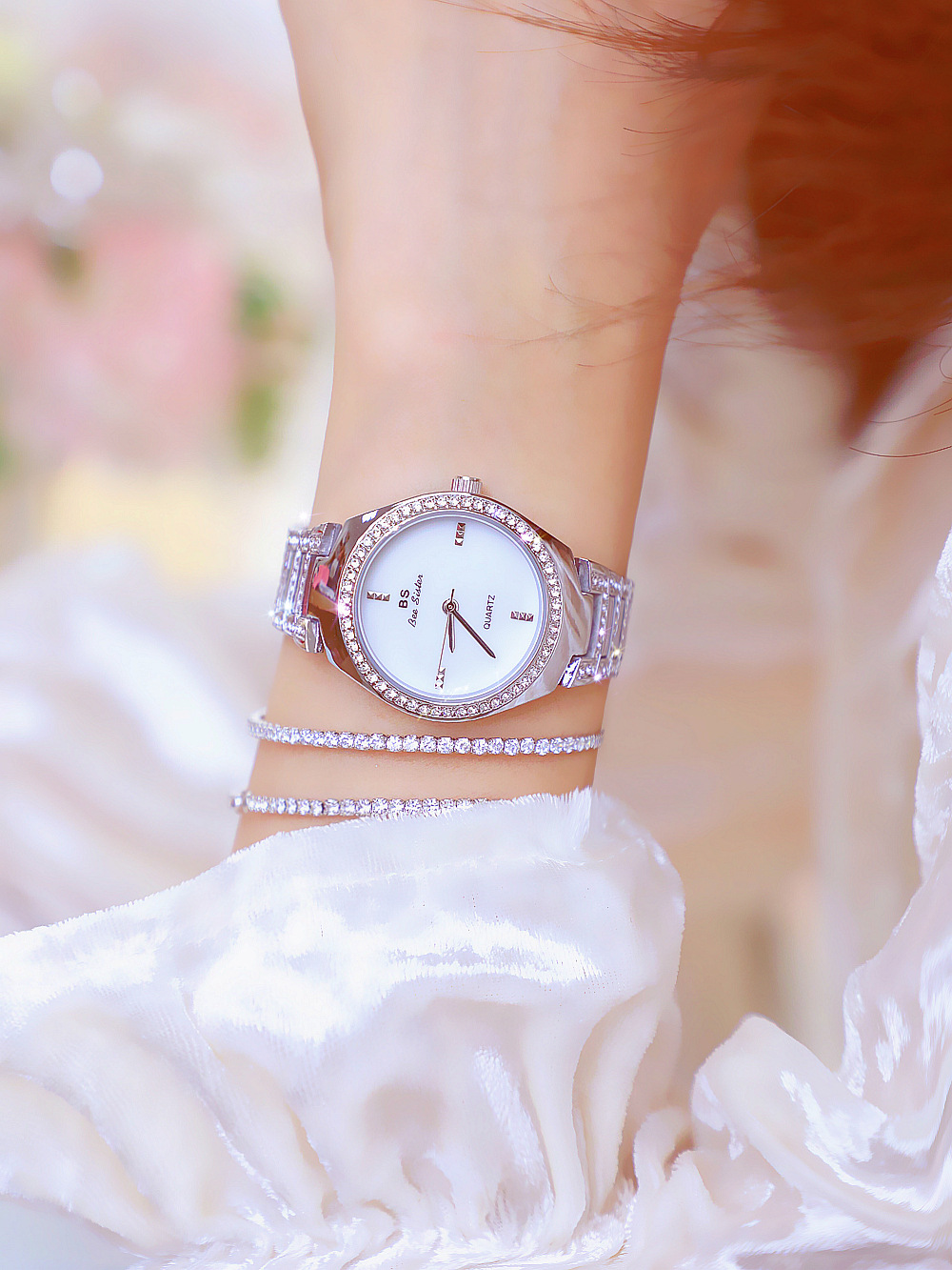 BS New Arrival Hot Sale Watch Factory Direct Sales Foreign Trade Linked List Customization Women's Watch Full of Diamonds One Piece Dropshipping Fa1641