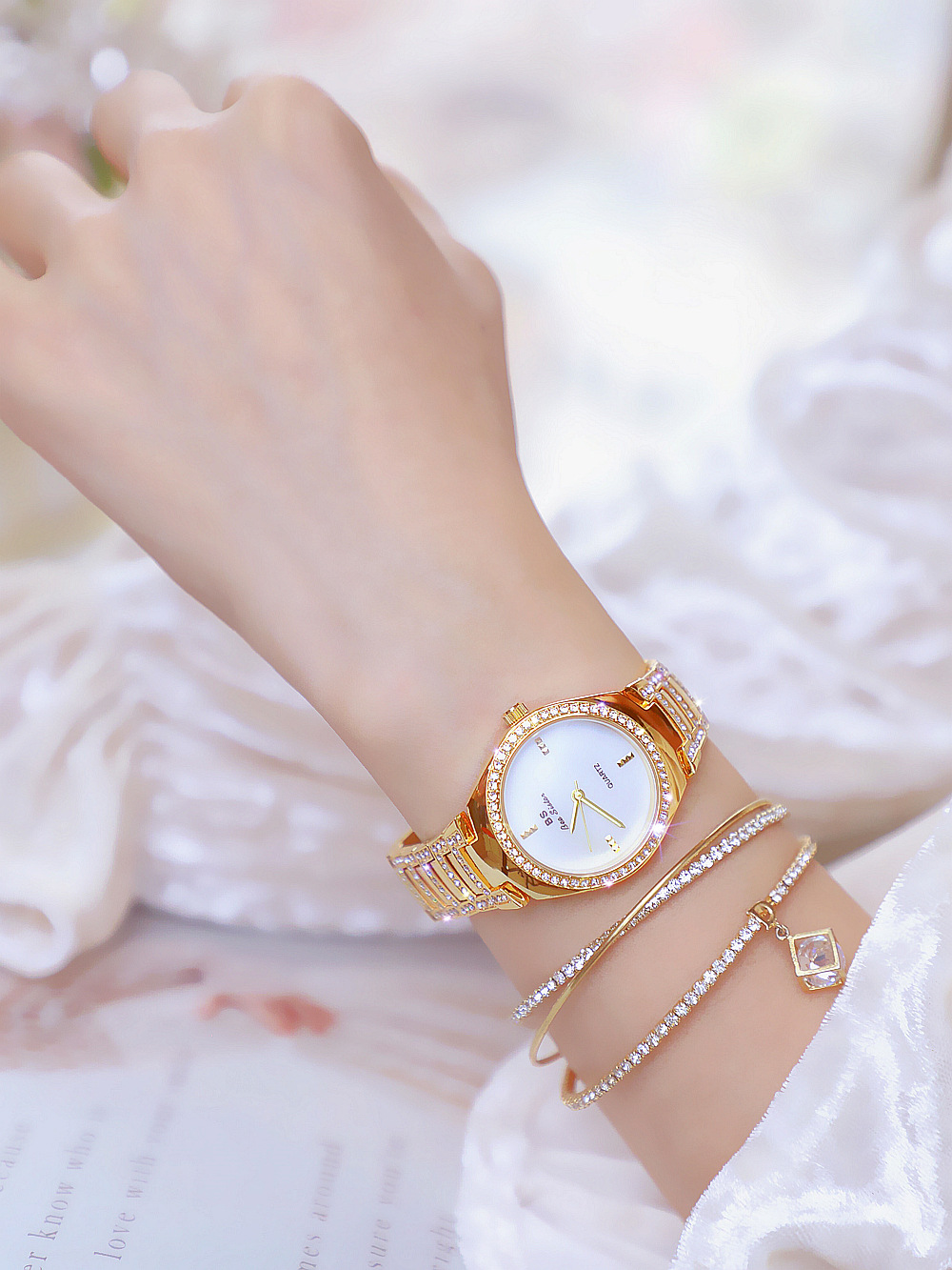 BS New Arrival Hot Sale Watch Factory Direct Sales Foreign Trade Linked List Customization Women's Watch Full of Diamonds One Piece Dropshipping Fa1641