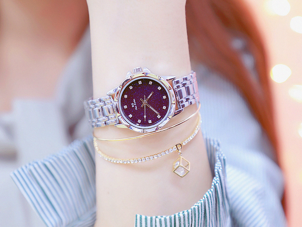 BS New Arrival Hot Sale Watch Factory Direct Sales Foreign Trade Linked List Customization Women's Watch Full of Diamonds New Hot Sale Fa1506 Starry Sky