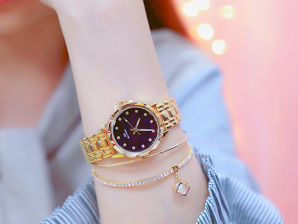BS New Arrival Hot Sale Watch Factory Direct Sales Foreign Trade Linked List Customization Women's Watch Full of Diamonds New Hot Sale Fa1506 Starry Sky