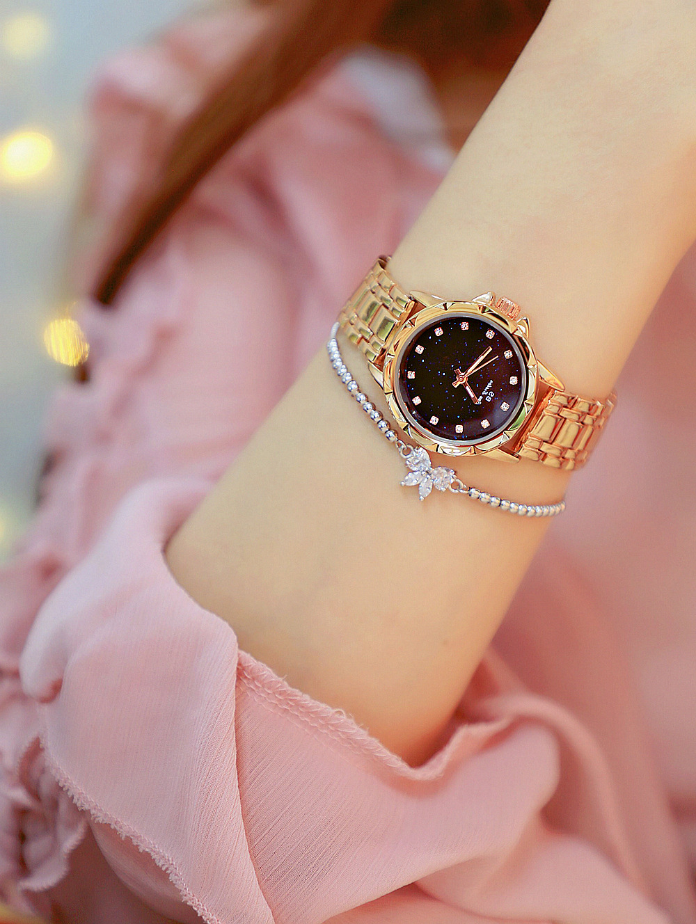 BS New Arrival Hot Sale Watch Factory Direct Sales Foreign Trade Linked List Customization Women's Watch Full of Diamonds New Hot Sale Fa1506 Starry Sky