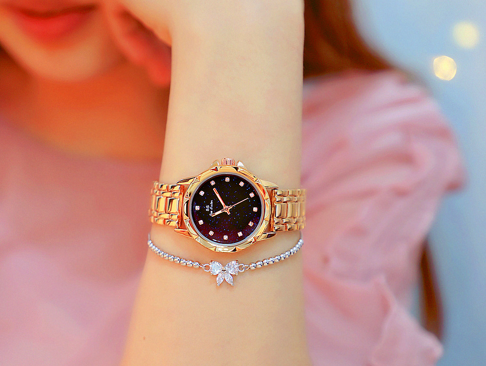 BS New Arrival Hot Sale Watch Factory Direct Sales Foreign Trade Linked List Customization Women's Watch Full of Diamonds New Hot Sale Fa1506 Starry Sky