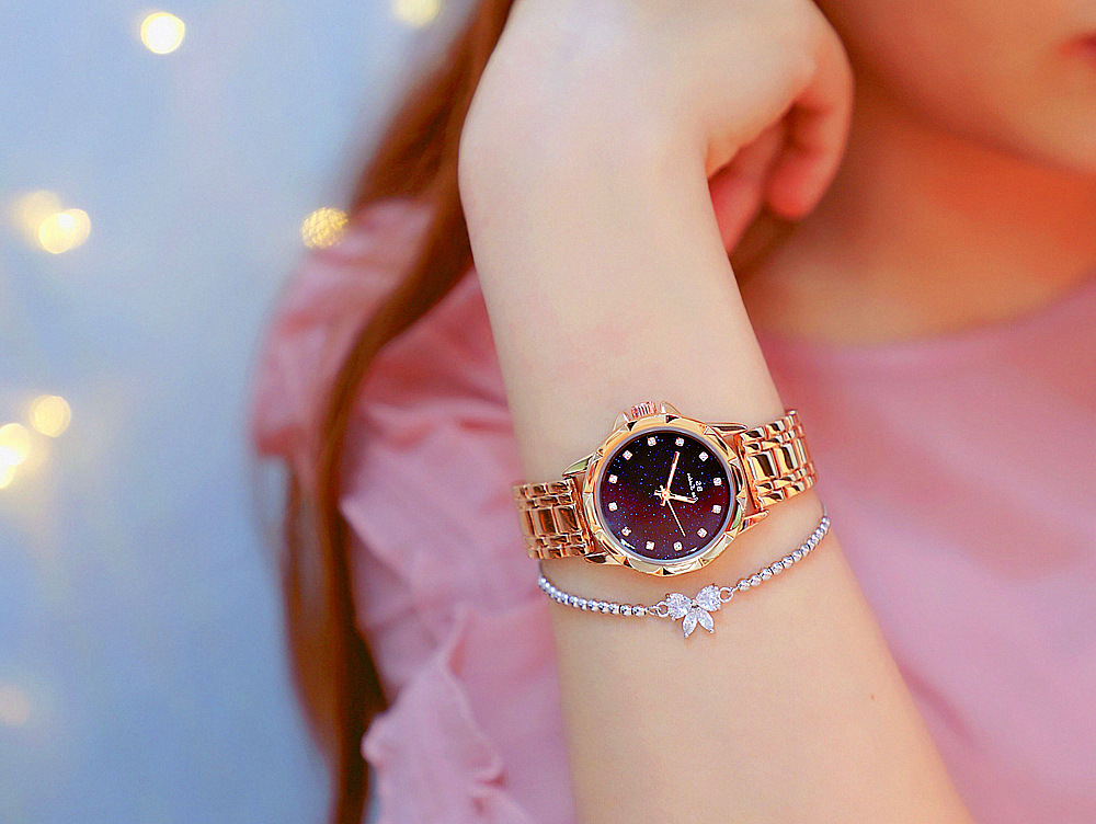 BS New Arrival Hot Sale Watch Factory Direct Sales Foreign Trade Linked List Customization Women's Watch Full of Diamonds New Hot Sale Fa1506 Starry Sky