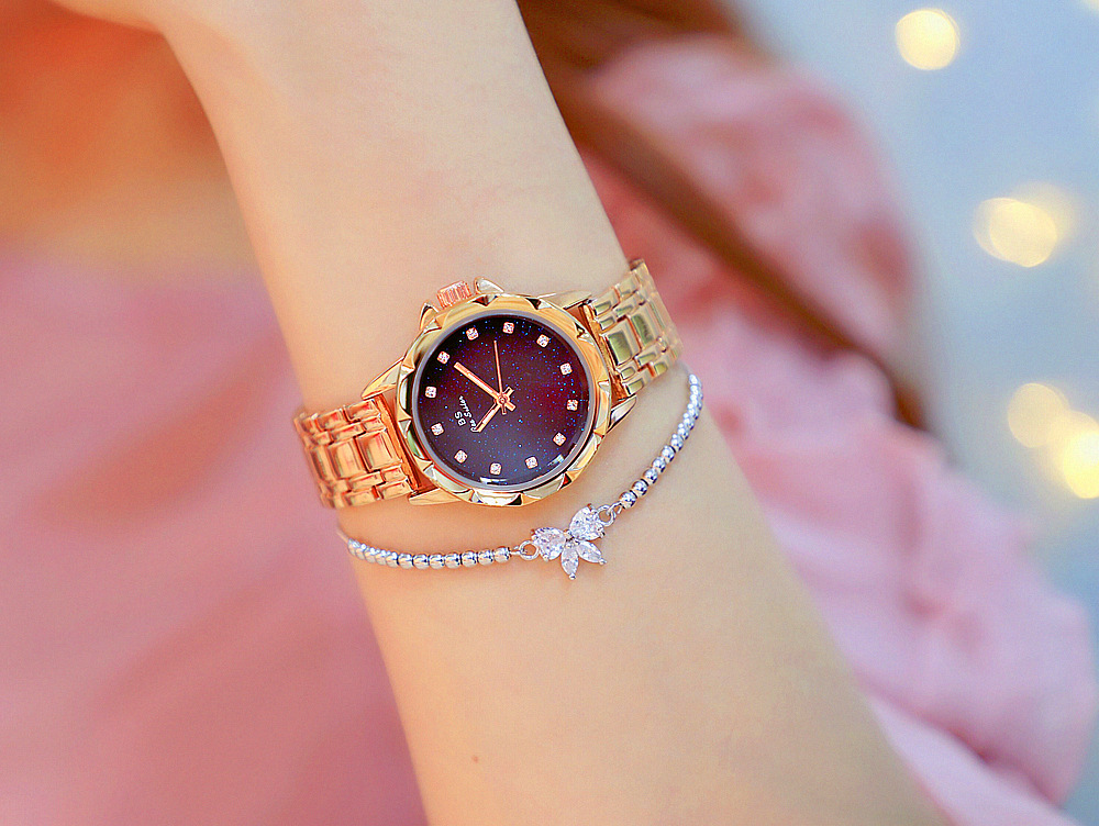 BS New Arrival Hot Sale Watch Factory Direct Sales Foreign Trade Linked List Customization Women's Watch Full of Diamonds New Hot Sale Fa1506 Starry Sky