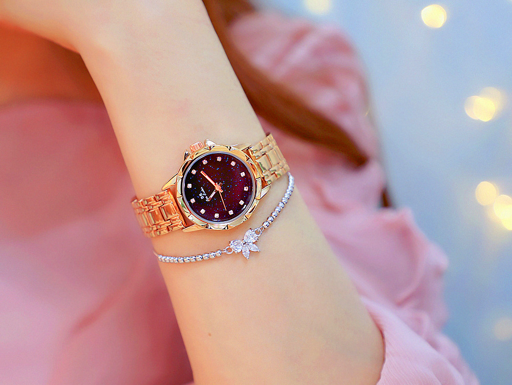 BS New Arrival Hot Sale Watch Factory Direct Sales Foreign Trade Linked List Customization Women's Watch Full of Diamonds New Hot Sale Fa1506 Starry Sky