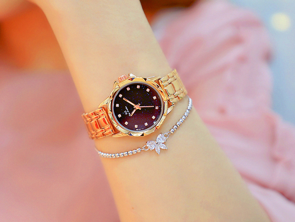 BS New Arrival Hot Sale Watch Factory Direct Sales Foreign Trade Linked List Customization Women's Watch Full of Diamonds New Hot Sale Fa1506 Starry Sky