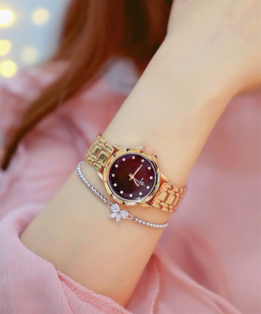 BS New Arrival Hot Sale Watch Factory Direct Sales Foreign Trade Linked List Customization Women's Watch Full of Diamonds New Hot Sale Fa1506 Starry Sky