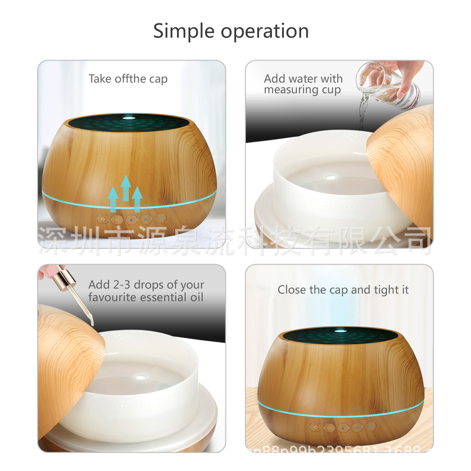 Air Disinfection Anion Ultrasonic Aroma Diffuser Humidifier 1000ml Household Mute Air Purification Nebulizing Diffuser