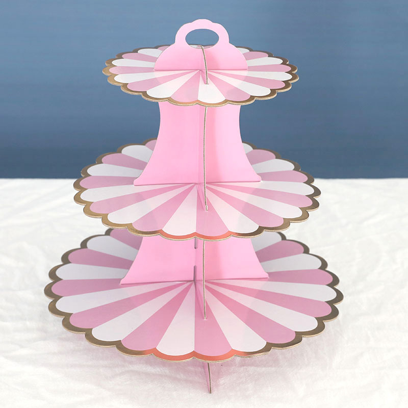 2021 New Disposable Multi-Layer Paper Cake Rack Birthday Party Supplies Three-Layer Gilding Cake Decoration