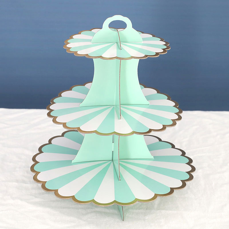 2021 New Disposable Multi-Layer Paper Cake Rack Birthday Party Supplies Three-Layer Gilding Cake Decoration