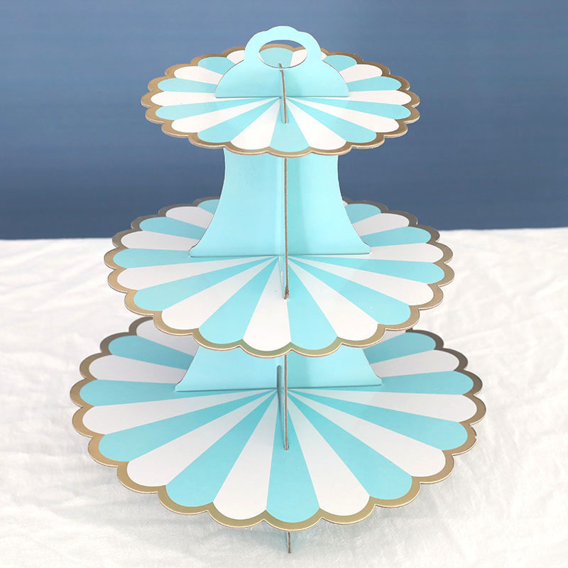 2021 New Disposable Multi-Layer Paper Cake Rack Birthday Party Supplies Three-Layer Gilding Cake Decoration