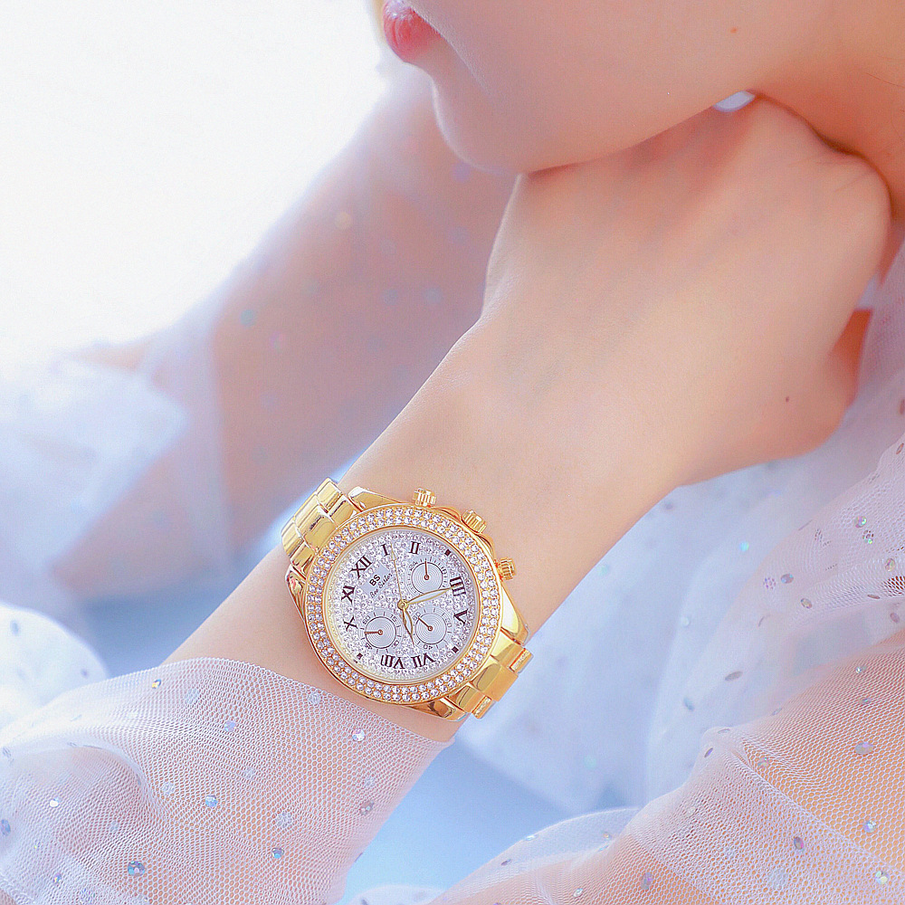 BS New Arrival Hot Sale Watch Factory Direct Sales Foreign Trade Linked List Customization Women&#039;s Watch Full of Diamonds One Piece Dropshipping Fa1161