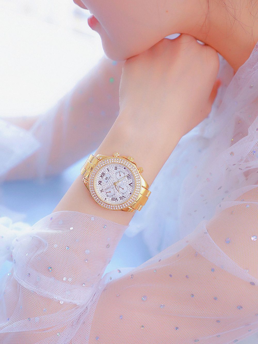 BS New Arrival Hot Sale Watch Factory Direct Sales Foreign Trade Linked List Customization Women's Watch Full of Diamonds One Piece Dropshipping Fa1161