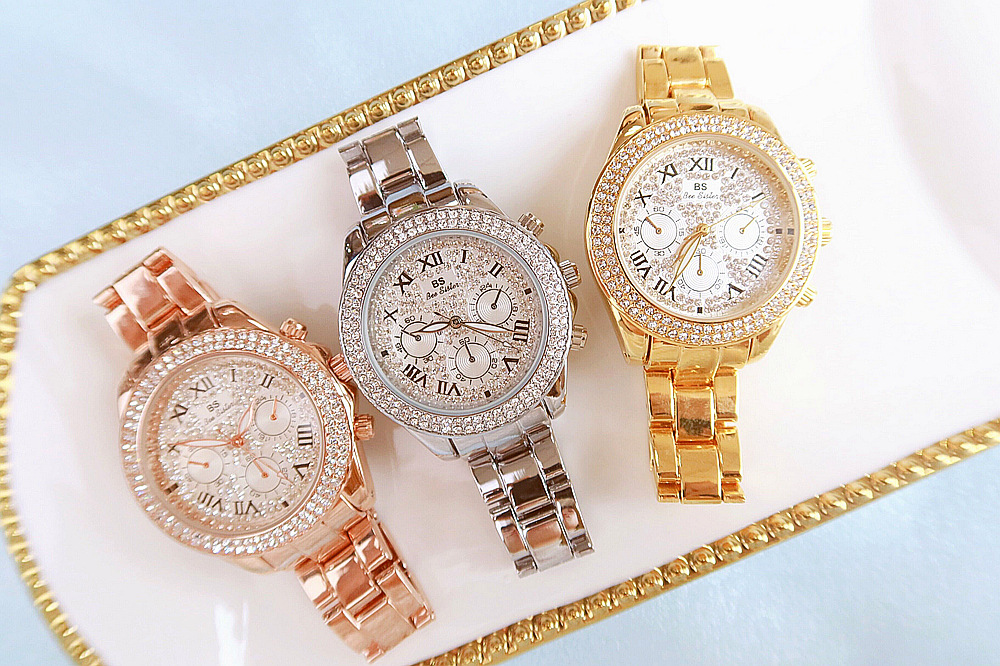 BS New Arrival Hot Sale Watch Factory Direct Sales Foreign Trade Linked List Customization Women's Watch Full of Diamonds One Piece Dropshipping Fa1161