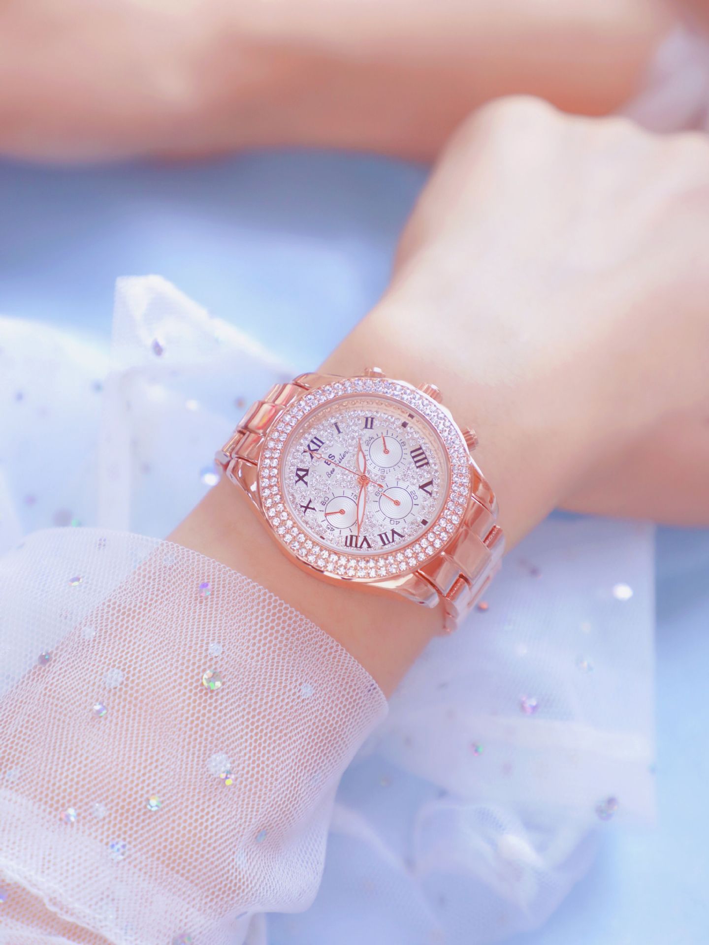 BS New Arrival Hot Sale Watch Factory Direct Sales Foreign Trade Linked List Customization Women's Watch Full of Diamonds One Piece Dropshipping Fa1161