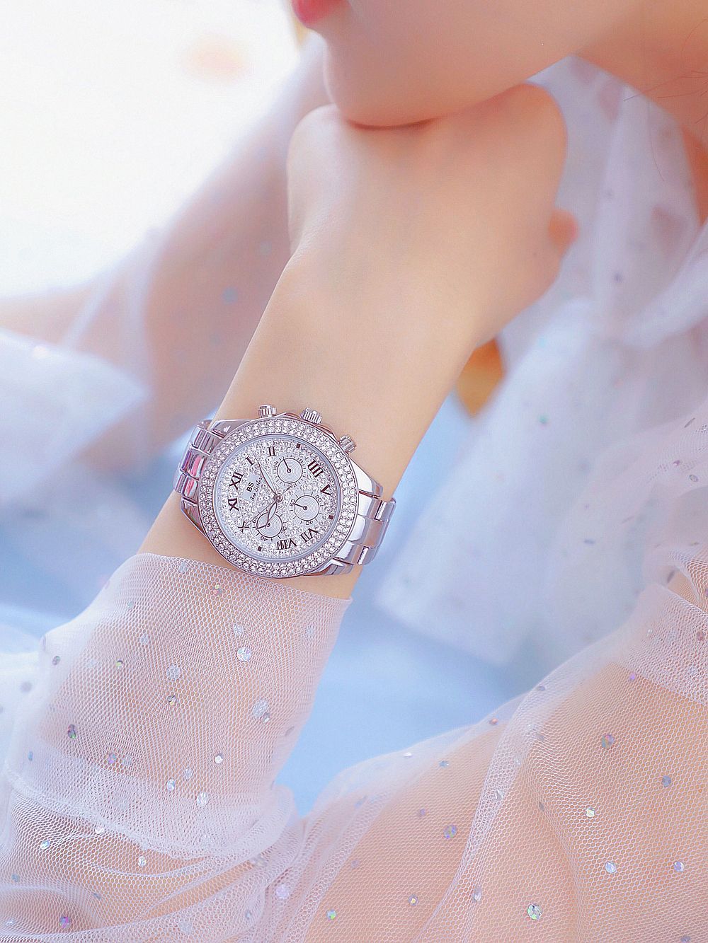 BS New Arrival Hot Sale Watch Factory Direct Sales Foreign Trade Linked List Customization Women's Watch Full of Diamonds One Piece Dropshipping Fa1161
