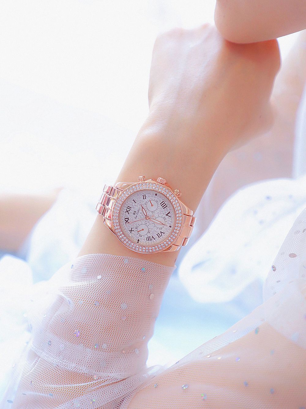 BS New Arrival Hot Sale Watch Factory Direct Sales Foreign Trade Linked List Customization Women's Watch Full of Diamonds One Piece Dropshipping Fa1161