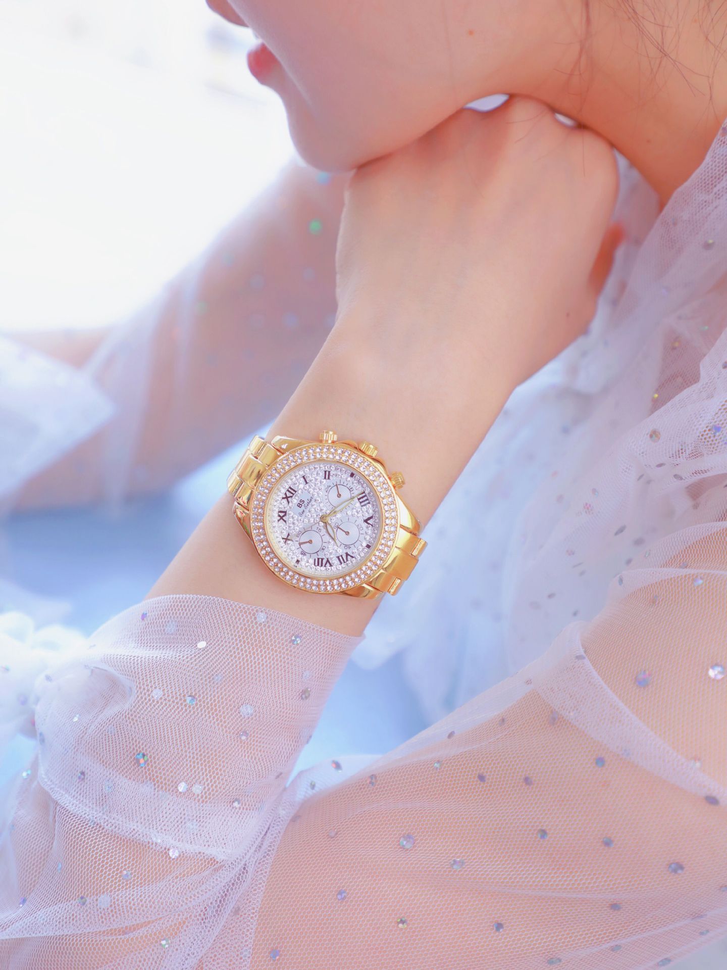 BS New Arrival Hot Sale Watch Factory Direct Sales Foreign Trade Linked List Customization Women's Watch Full of Diamonds One Piece Dropshipping Fa1161
