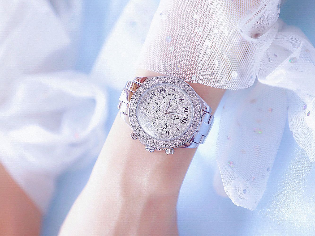 BS New Arrival Hot Sale Watch Factory Direct Sales Foreign Trade Linked List Customization Women's Watch Full of Diamonds One Piece Dropshipping Fa1161