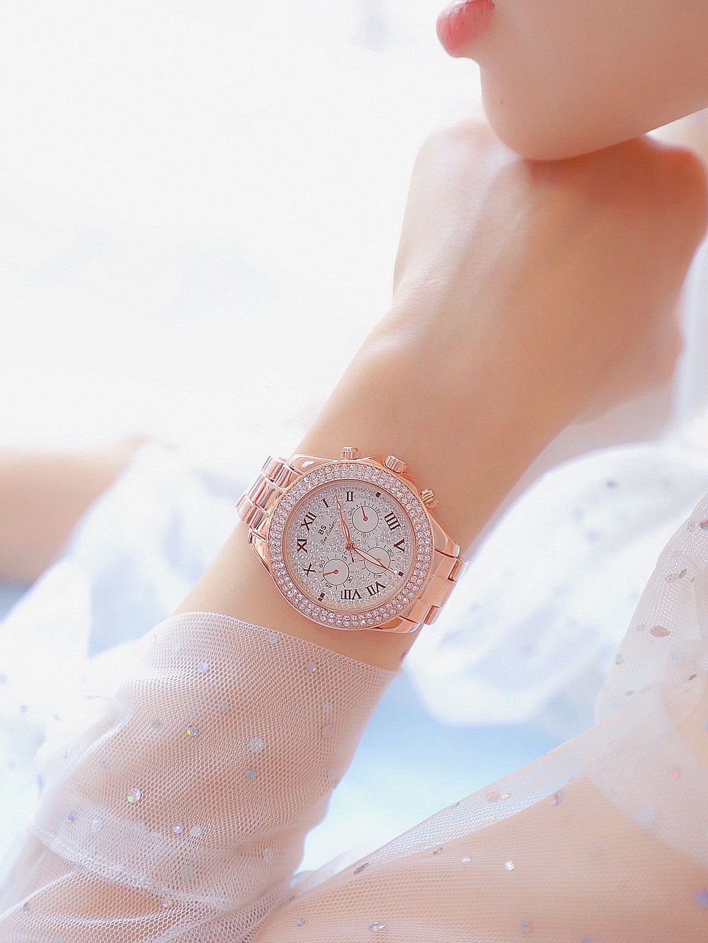 BS New Arrival Hot Sale Watch Factory Direct Sales Foreign Trade Linked List Customization Women's Watch Full of Diamonds One Piece Dropshipping Fa1161