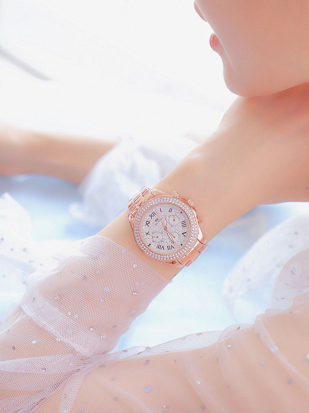BS New Arrival Hot Sale Watch Factory Direct Sales Foreign Trade Linked List Customization Women's Watch Full of Diamonds One Piece Dropshipping Fa1161