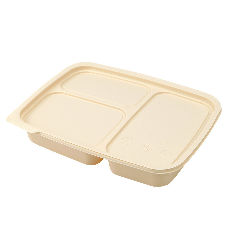 Corn Starch Disposable Three-Grid Lunch Box Degradable Starch-Based Packaging Take-out Box Customized