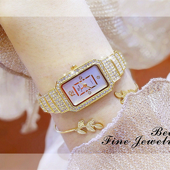 BS New Arrival Hot Sale Watch Factory Direct Sales Foreign Trade Linked List Customization Women&#039;s Watch Full of Diamonds One Piece Dropshipping Fa1138