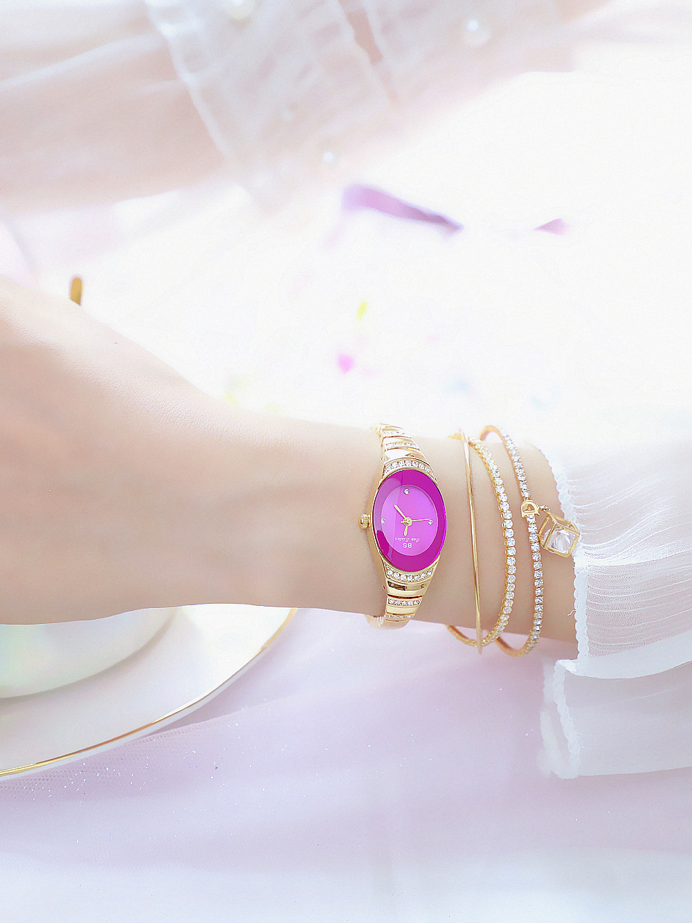 BS New Arrival Hot Sale Watch Factory Direct Sales Foreign Trade Linked List Customization Women's Watch Full of Diamonds One Piece Dropshipping Fa1640