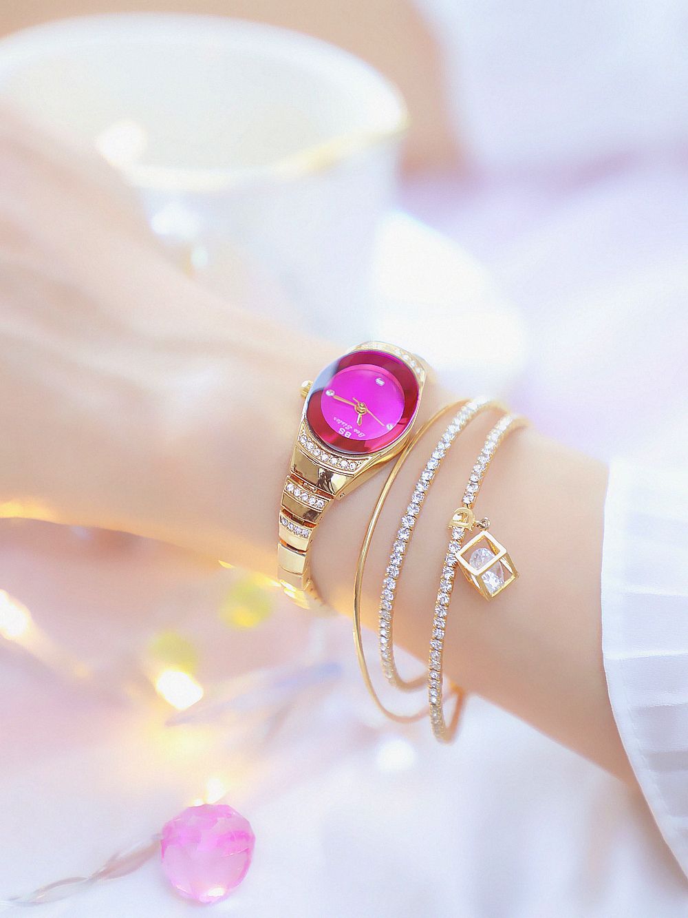 BS New Arrival Hot Sale Watch Factory Direct Sales Foreign Trade Linked List Customization Women's Watch Full of Diamonds One Piece Dropshipping Fa1640