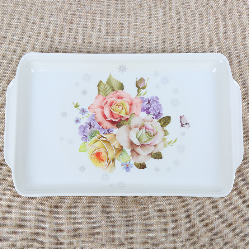 Manufacturers Direct Square Environmental Imitation Porcelain food tray wholesale Hotel with tea set Tableware tray custom plate