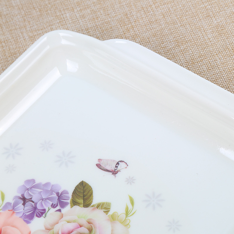 Manufacturers Direct Square Environmental Imitation Porcelain food tray wholesale Hotel with tea set Tableware tray custom plate