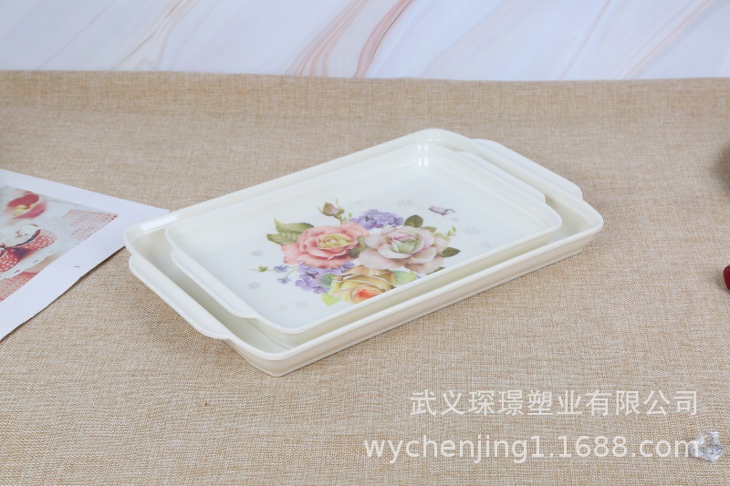 Manufacturers Direct Square Environmental Imitation Porcelain food tray wholesale Hotel with tea set Tableware tray custom plate