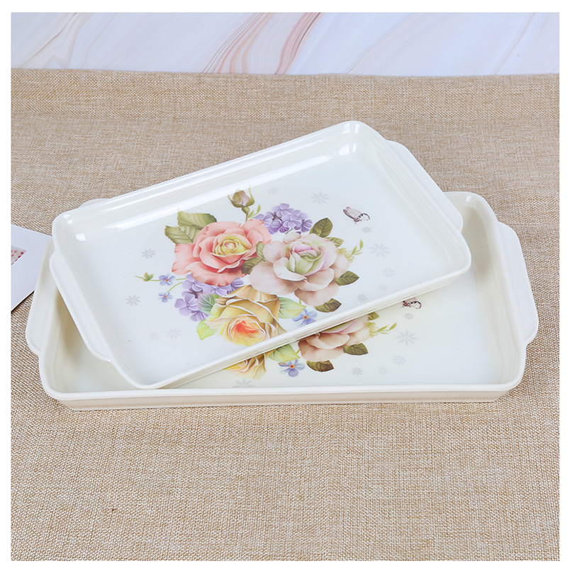 Manufacturers Direct Square Environmental Imitation Porcelain food tray wholesale Hotel with tea set Tableware tray custom plate