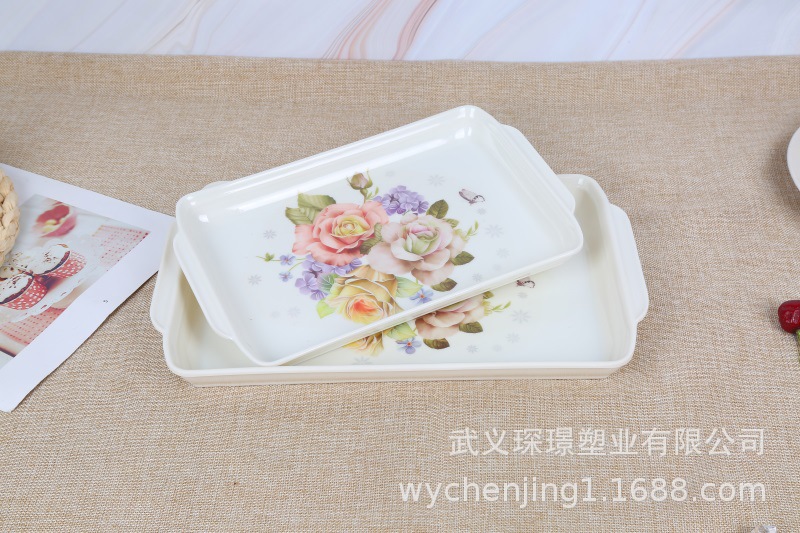 Manufacturers Direct Square Environmental Imitation Porcelain food tray wholesale Hotel with tea set Tableware tray custom plate