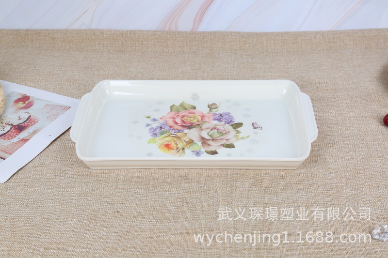 Manufacturers Direct Square Environmental Imitation Porcelain food tray wholesale Hotel with tea set Tableware tray custom plate