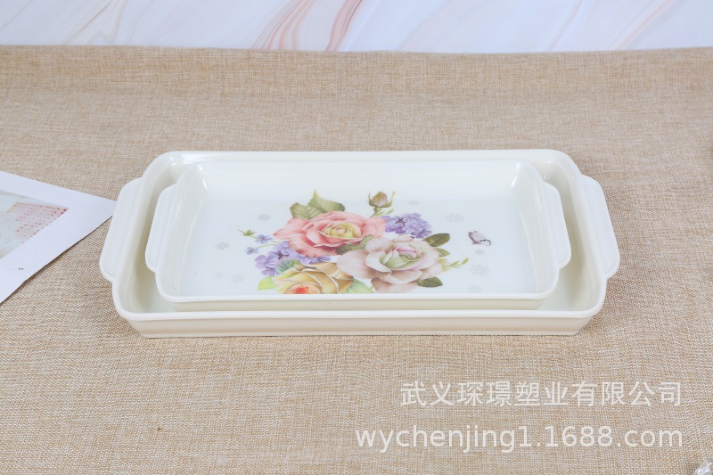 Manufacturers Direct Square Environmental Imitation Porcelain food tray wholesale Hotel with tea set Tableware tray custom plate