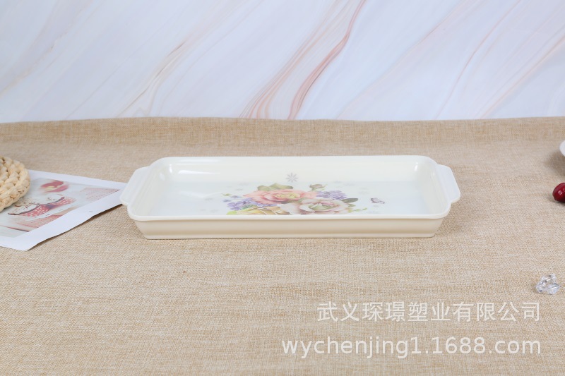 Manufacturers Direct Square Environmental Imitation Porcelain food tray wholesale Hotel with tea set Tableware tray custom plate