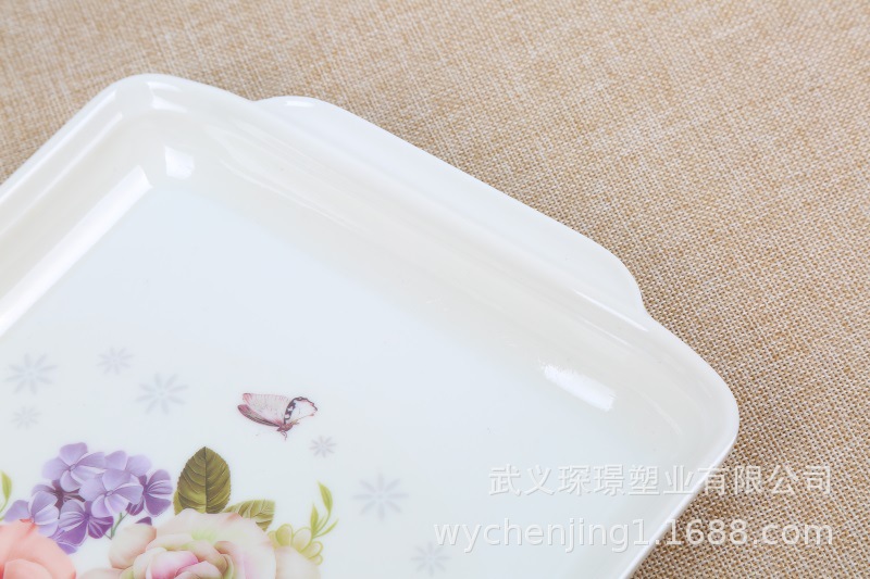 Manufacturers Direct Square Environmental Imitation Porcelain food tray wholesale Hotel with tea set Tableware tray custom plate