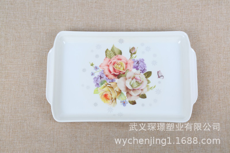 Manufacturers Direct Square Environmental Imitation Porcelain food tray wholesale Hotel with tea set Tableware tray custom plate