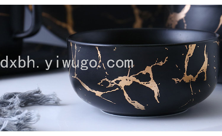 Marbling Matte Gold Ceramic Tableware Tray Plate and Bowl Dish Set Rice Bowl Dish Noodle Bowl Simple Plate and Bowl Marbling Matte Gold Ceramic Tableware Tray Plate and Bowl Dish Set Rice Bowl Dish Noodle Bowl Simple Plate and Bowl