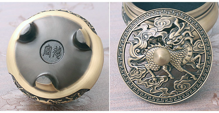 Three-Legged Carved Copper Incense Burner Pure Copper Sandalwood Stove Antique Zen Tea Tray Aroma and Incense Burner Household Indoor Incense Burner