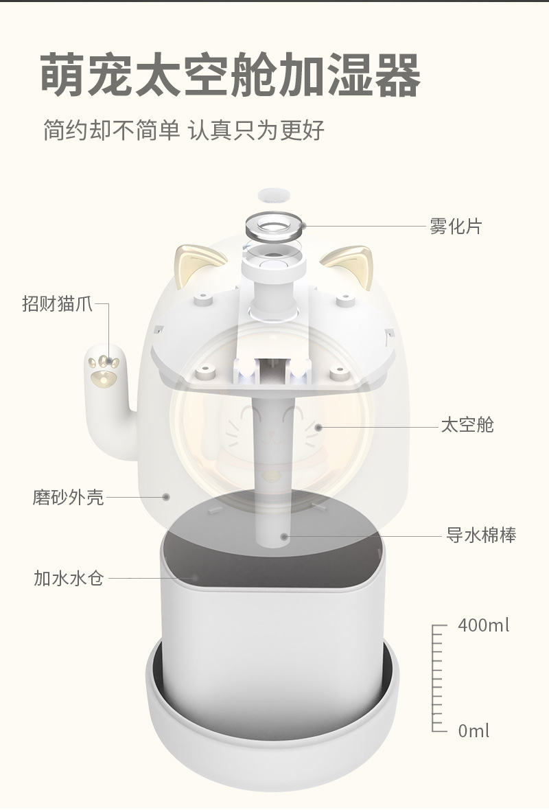 Trendy Cute Cat Cute Pet Mini USB Domestic Humidifier Aroma Diffuser Led Small Night Lamp Humidifier