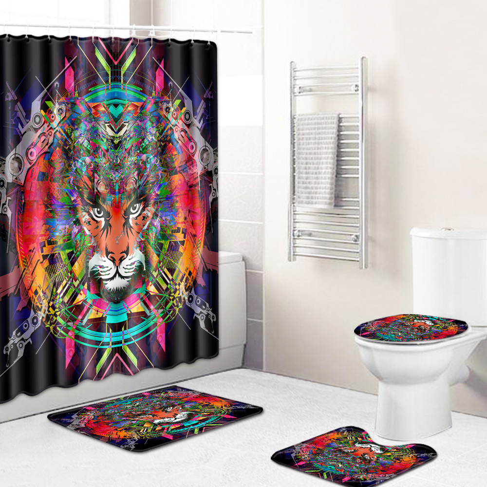 Abstract Bathroom Mats Combination 4 PCs Set Toilet Carpet Shower Room Mat Mat Cross-Border Delivery