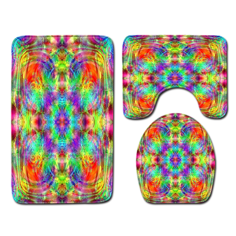 Abstract Bathroom Mats Combination 4 PCs Set Toilet Carpet Shower Room Mat Mat Cross-Border Delivery