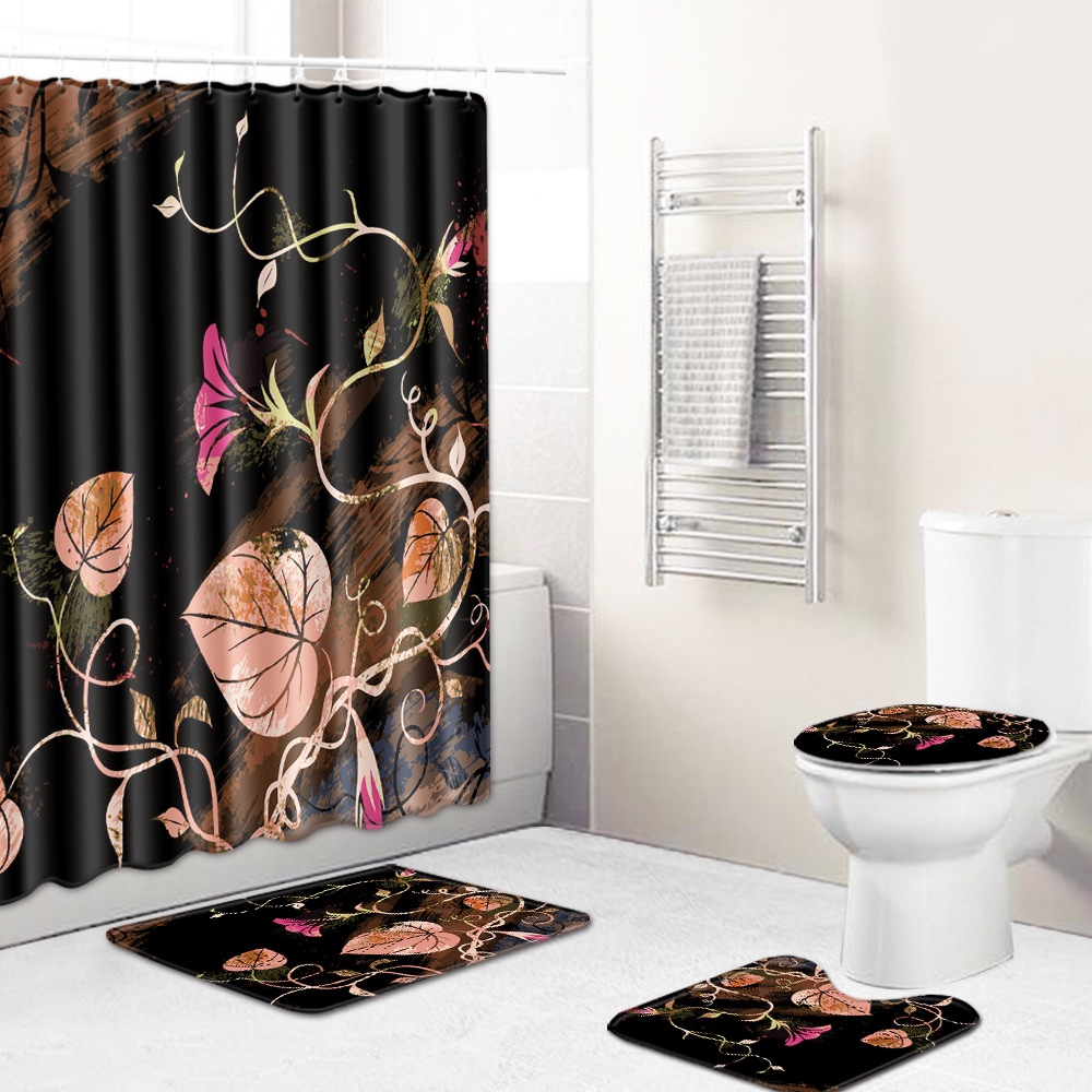 Abstract Bathroom Mats Combination 4 PCs Set Toilet Carpet Shower Room Mat Mat Cross-Border Delivery Abstract Bathroom Mats Combination 4 PCs Set Toilet Carpet Shower Room Mat Mat Cross-Border Delivery