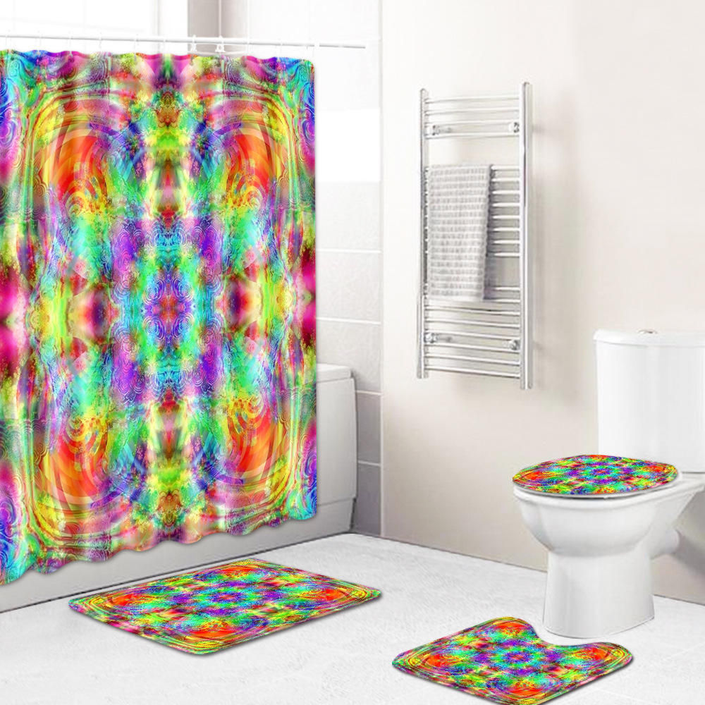 Abstract Bathroom Mats Combination 4 PCs Set Toilet Carpet Shower Room Mat Mat Cross-Border Delivery Abstract Bathroom Mats Combination 4 PCs Set Toilet Carpet Shower Room Mat Mat Cross-Border Delivery