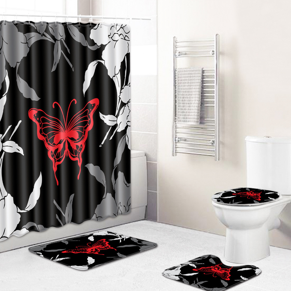Abstract Bathroom Mats Combination 4 PCs Set Toilet Carpet Shower Room Mat Mat Cross-Border Delivery Abstract Bathroom Mats Combination 4 PCs Set Toilet Carpet Shower Room Mat Mat Cross-Border Delivery
